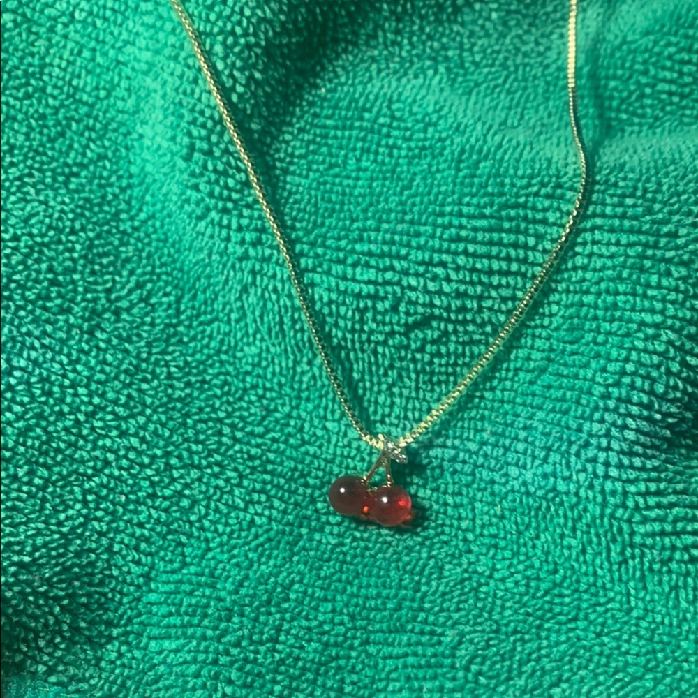 Red Gemstone Necklace with Dainty Chain